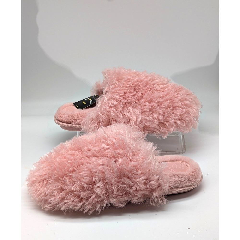 Art Class Cailey Pink Faux Fur Scuff Slippers Girls XL 6-7 NWT Cozy Plush